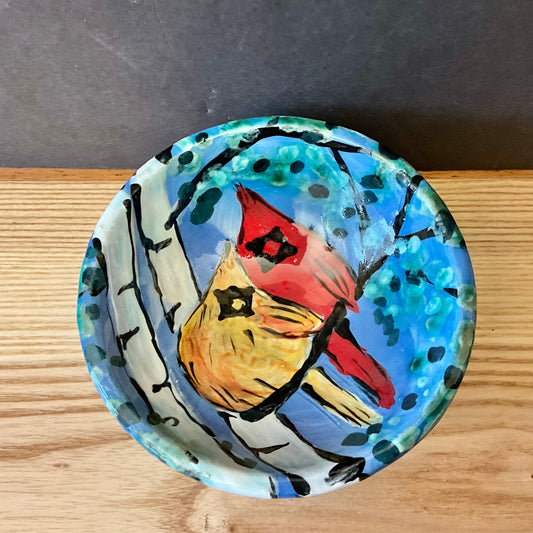 Petite Bowl with Cardinal Pair