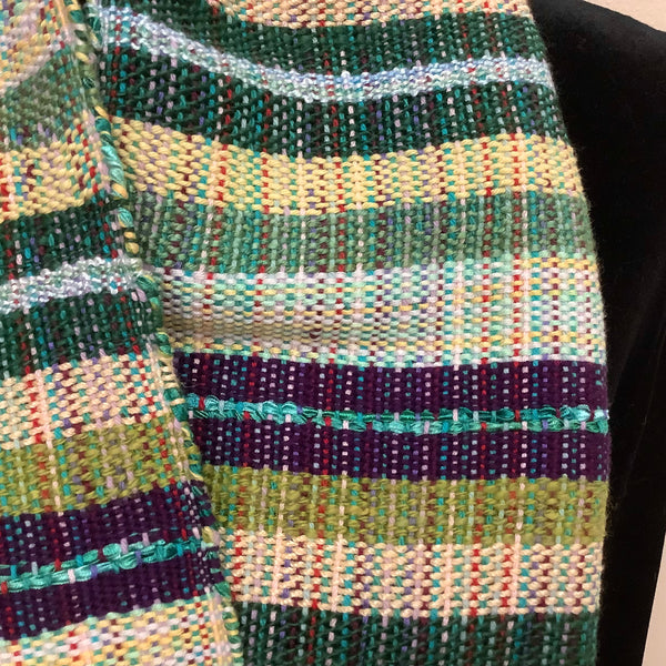 Handwoven "Nora" Scarf, Greens & Purple