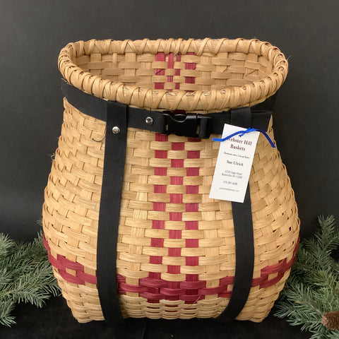 Adirondack Pack Basket with Cranberry Details