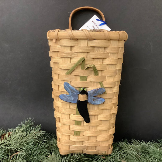Wall Basket with Ceramic Dragonfly