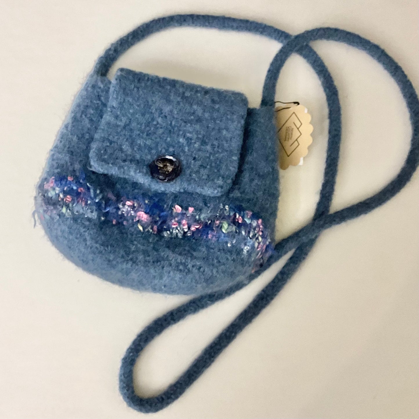 Felted Crossbody Bag Steel Blue w Meunch Band