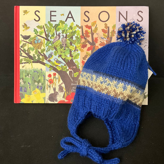 Children’s Knitted Hat with Earflaps in Blue