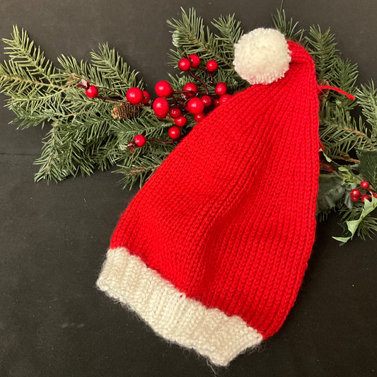 Children’s Red Knitted Santa Hat with Pompom