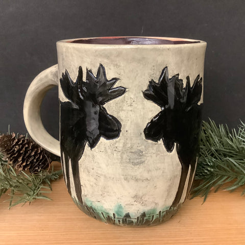 Mug with Carved Brown Moose