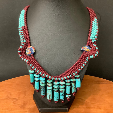 Peyote Stitch Necklace with Turquoise