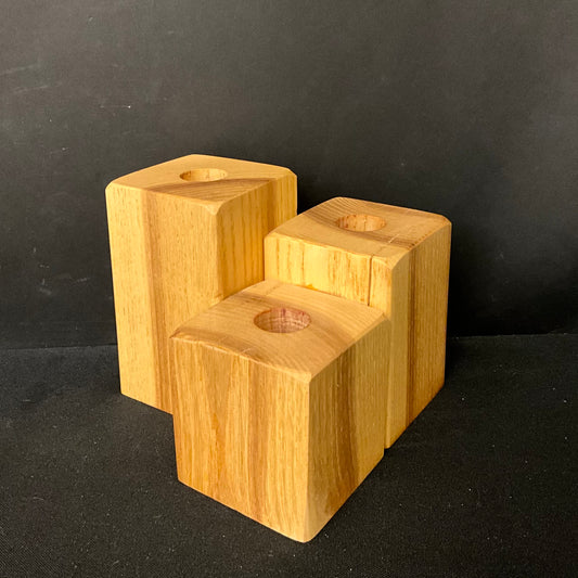Triple Wooden Candle Taper Holder - Ash #2547