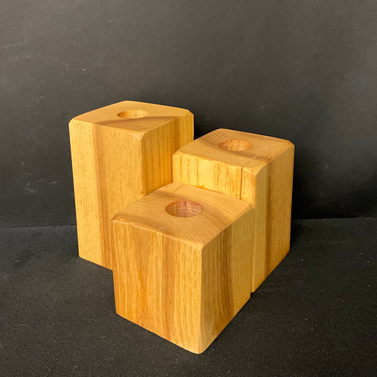Triple Wooden Candle Taper Holder - Ash #2547