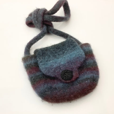 Teal Felted Crossbody Bag with Stripes