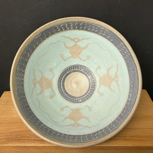 Bowl in Turquoise & Blue with “Alien” Design