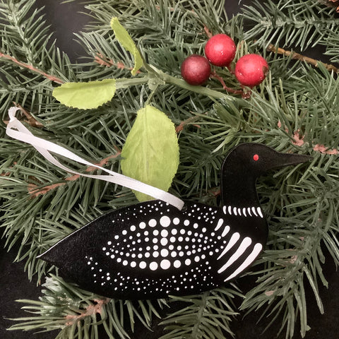 Hand Painted Christmas Tree Loon Ornament