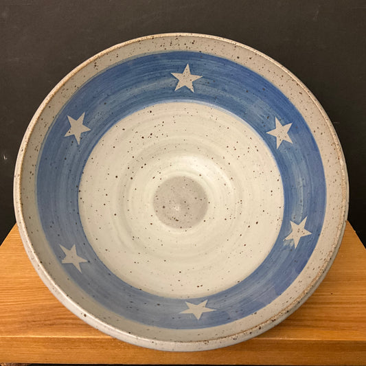 Bowl in Gray & Blue w Star Design