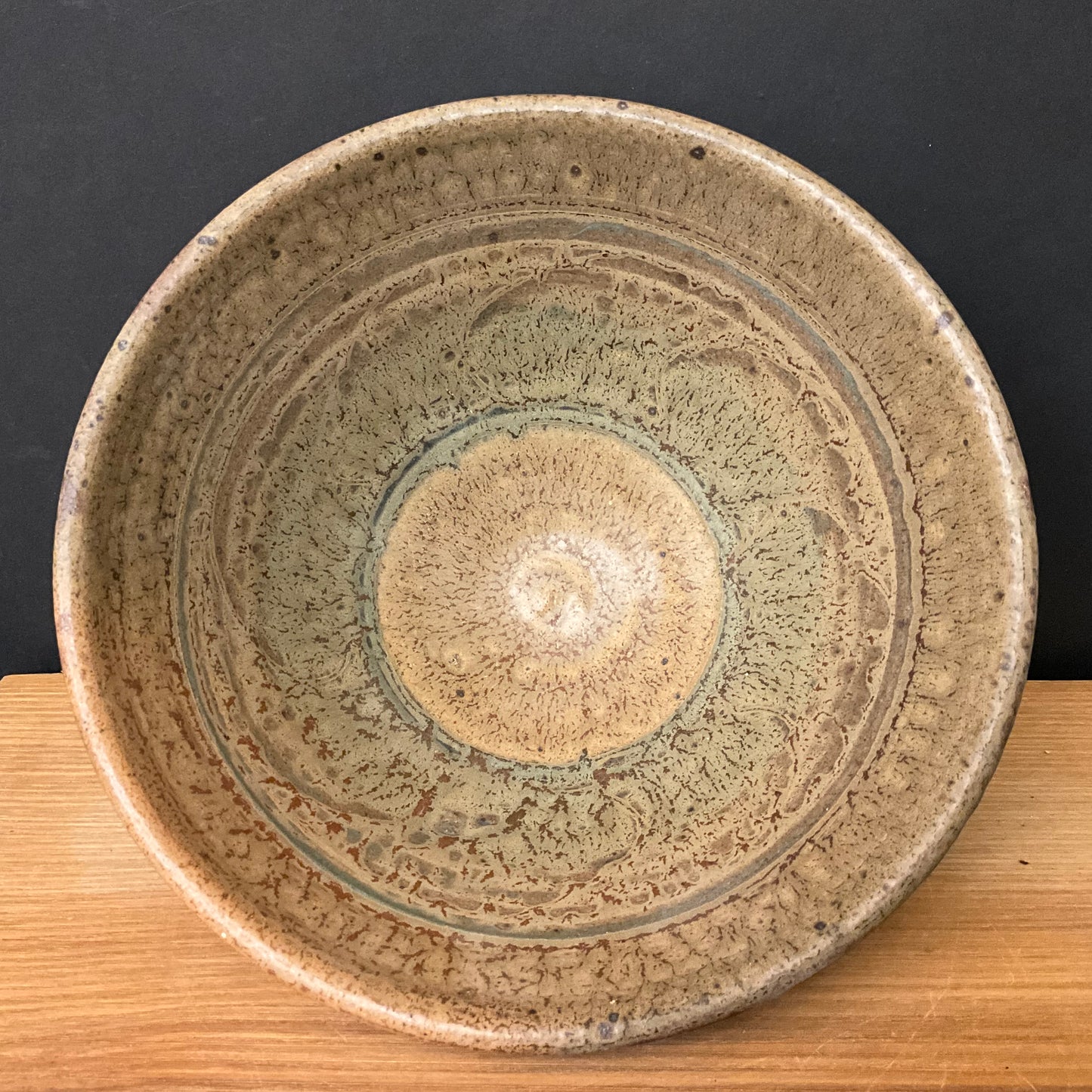 Medium Bowl in Light Brown and Blue Stippled Glaze