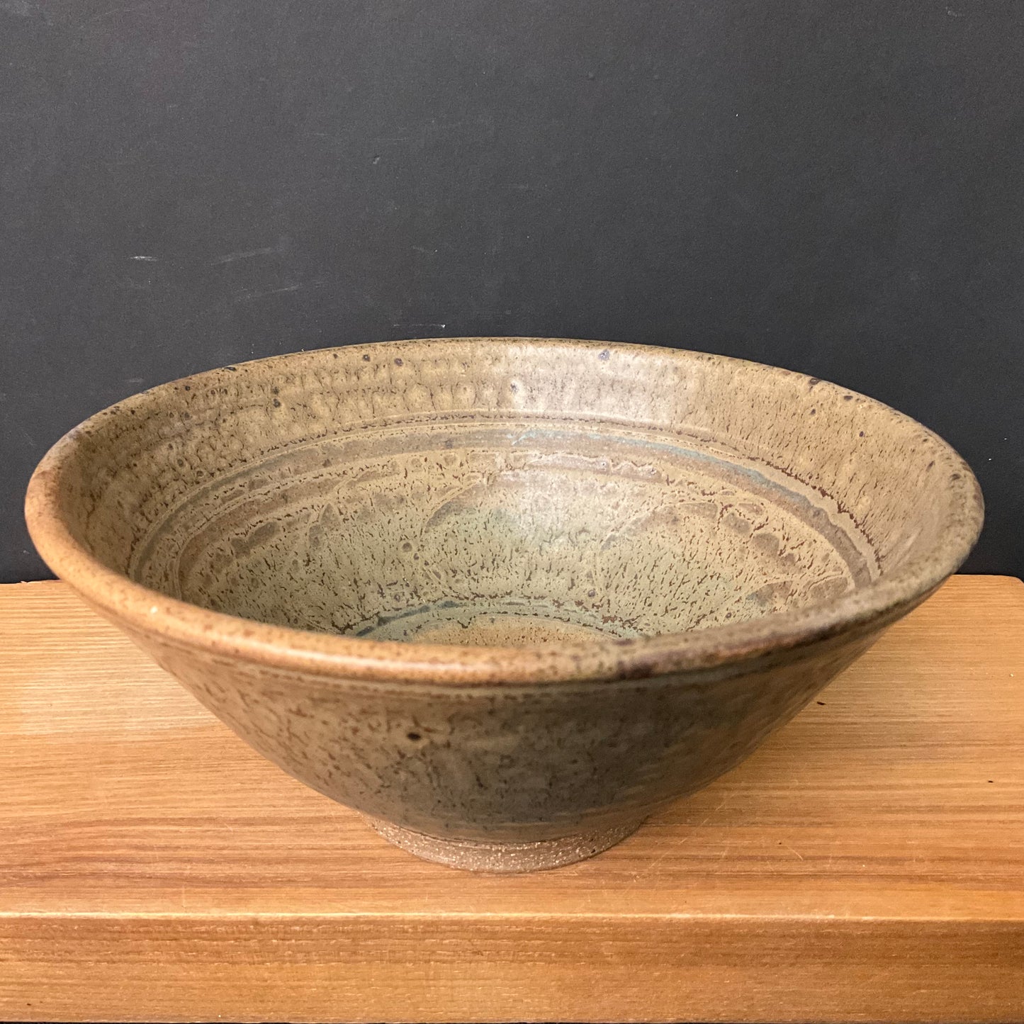 Medium Bowl in Light Brown and Blue Stippled Glaze
