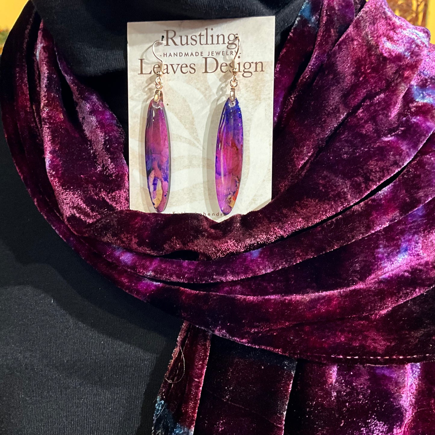 Ice Dyed Silk Velvet Scarf - Black Cherry Colorway, small no fringe