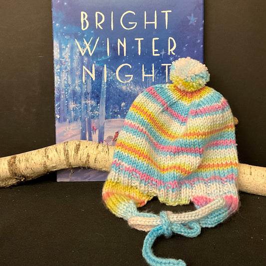 Children’s Knitted Hat with Earflaps in Pastel stripes