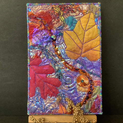 Quilt Card Leaves Purple Glitter