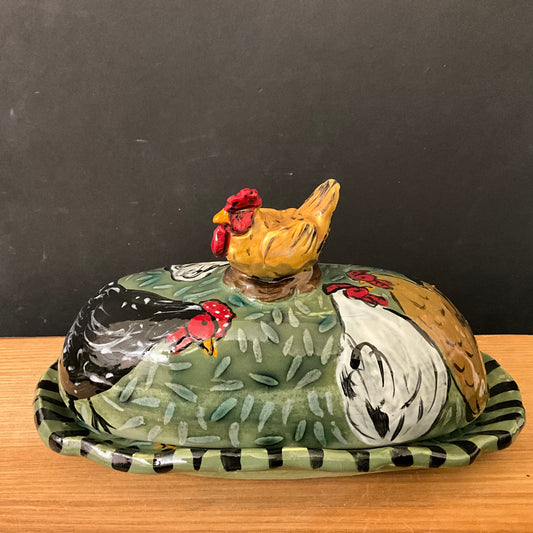 Butter Dish Hens with Hen Finial