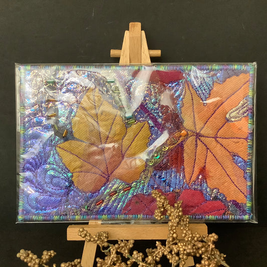 Quilt Card Maple Leaves Purple