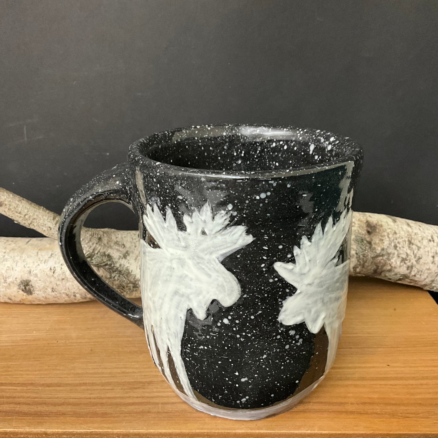 Black Mug - White Moose in the Snow