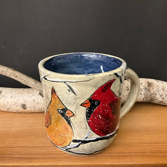 Mug with Winter Cardinal Pair in the Snow