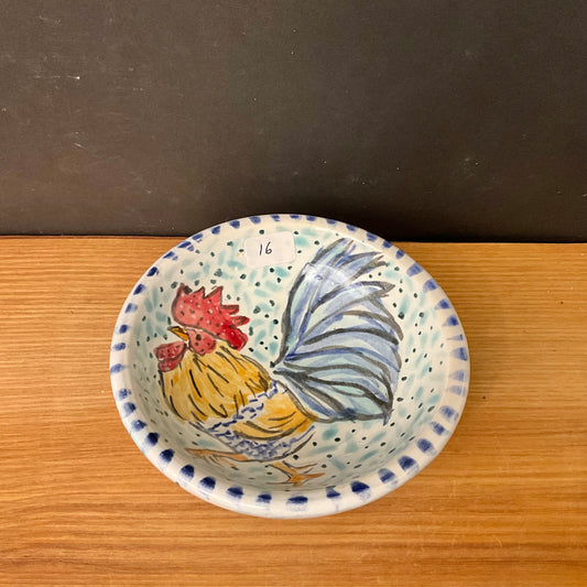 Petite White Bowl with Rooster