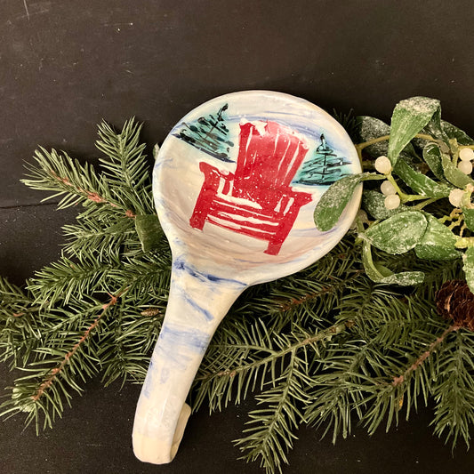 Spoon Rest Winter Red Adirondack Chair