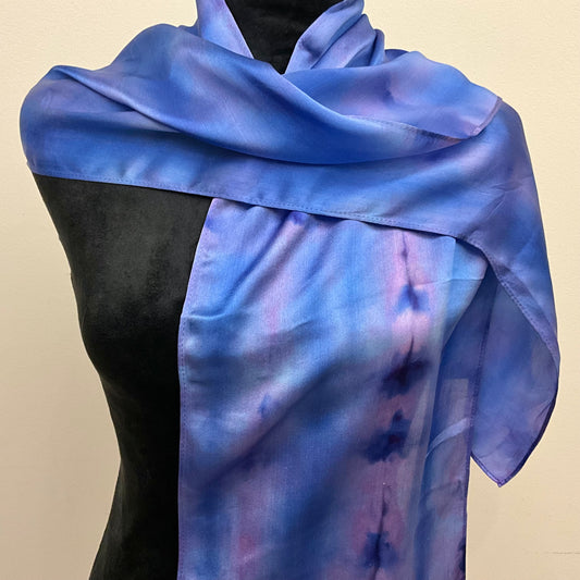 Medium Ice Dyed Silk SatinScarf - Periwinkle