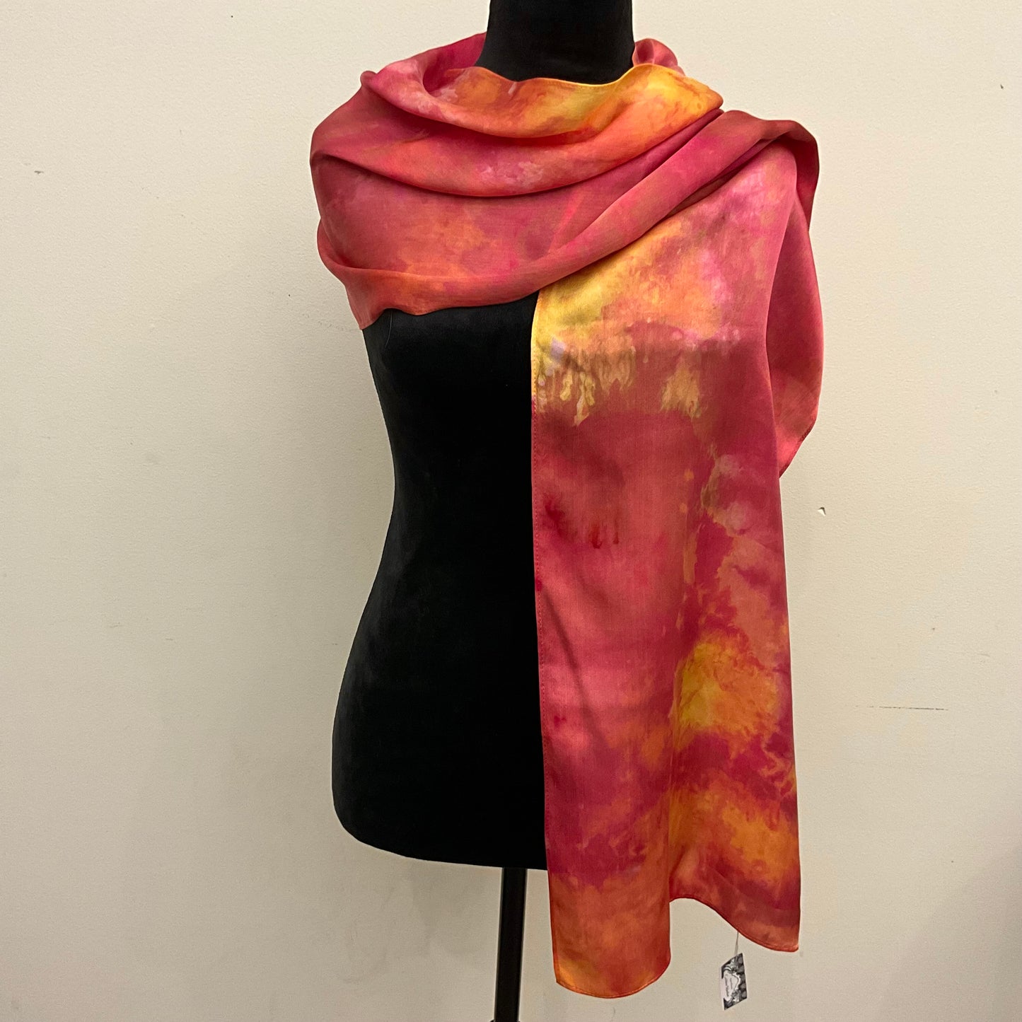 Large Ice Dyed Silk Satin Scarf Cinnabar