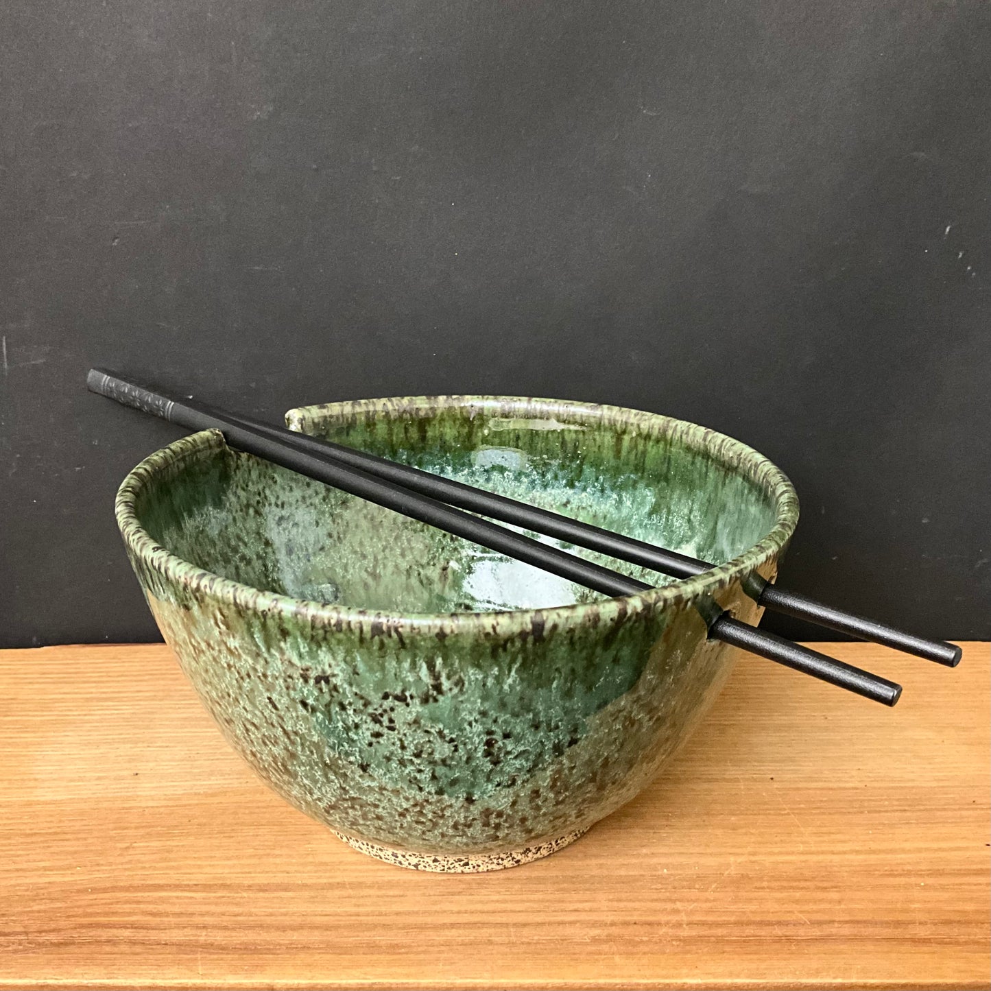 Rice Bowl in Dark Speckled Green