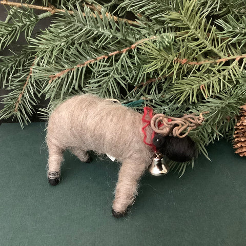 Felted Sheep Ornament Gray