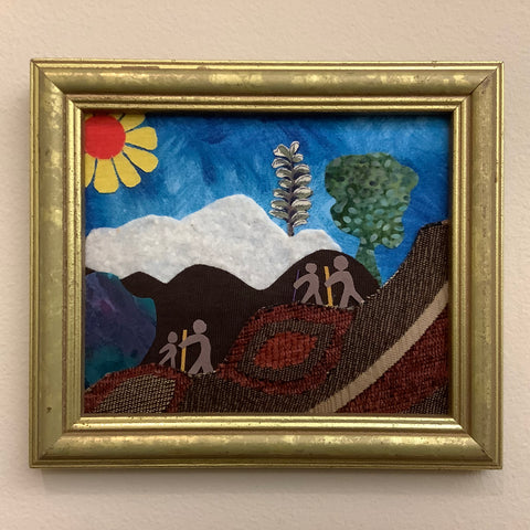 Mountain Hikers Framed Fabric Art