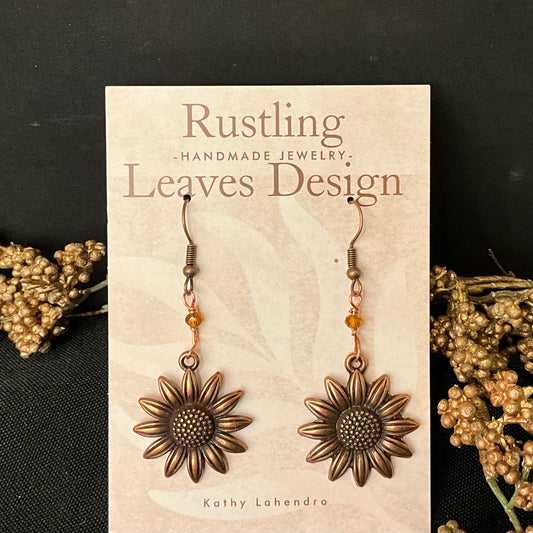 Copper Sunflower Earrings
