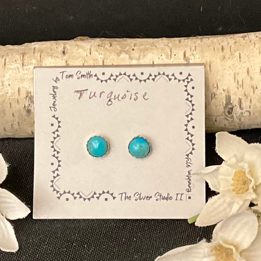 5mm Silver Post Earrings Turquoise