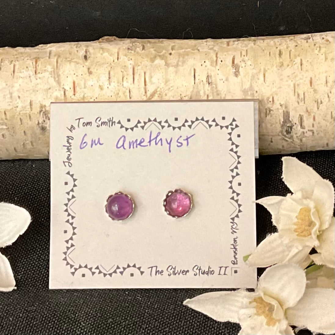 5mm Silver Post Earrings Amethyst