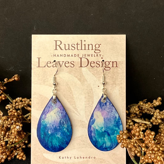 Brilliant Blue  & Purple Teardrops Earrings