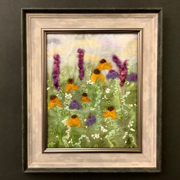 “Flowers in the Meadow” Hand Felted Framed Art