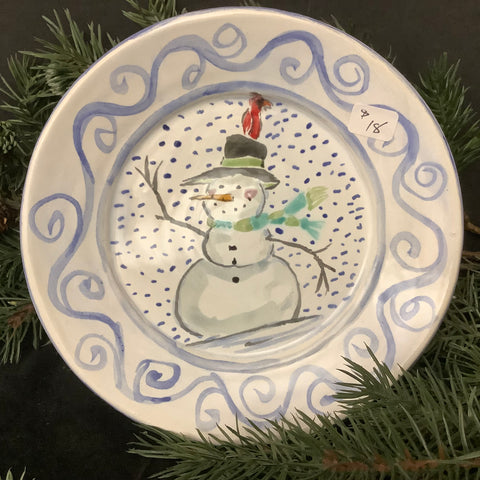 Snowman & Cardinal Plate