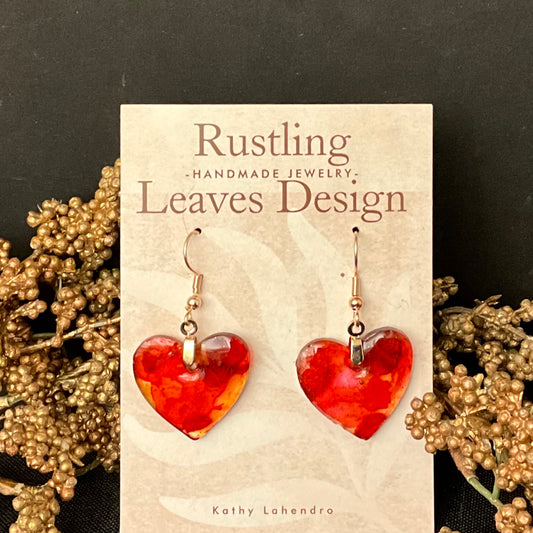 Red Heart Resin Earrings