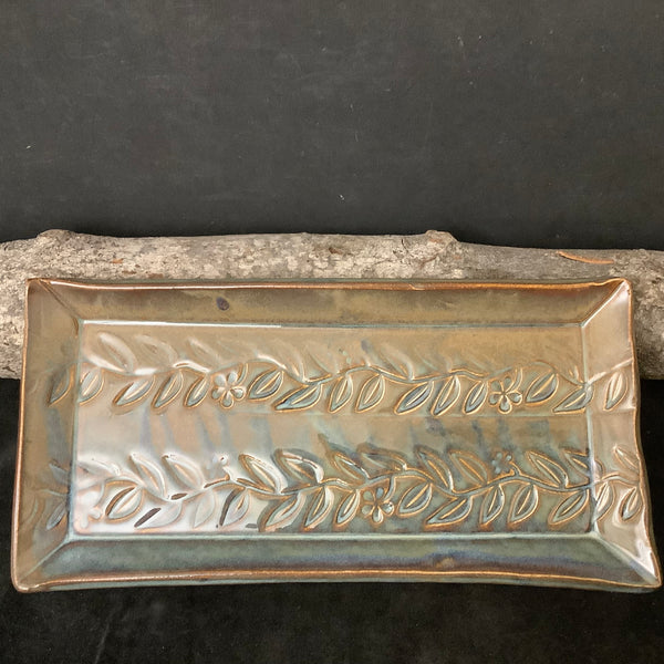 Narrow Plate/Tray Brown Vines