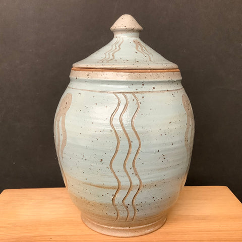 Stoneware Cookie Jar Aqua ”Triple Tail”