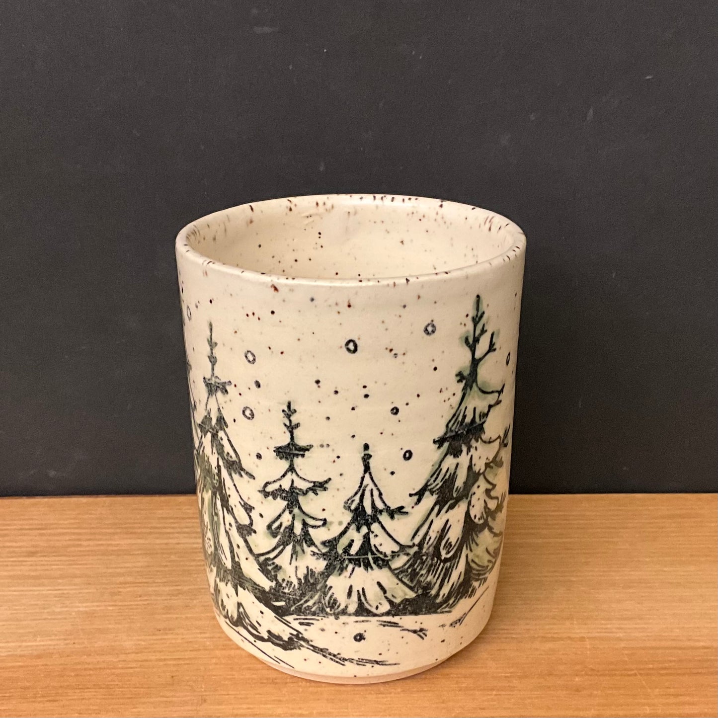 Tumbler - Snowy Evergreen Tree Forest