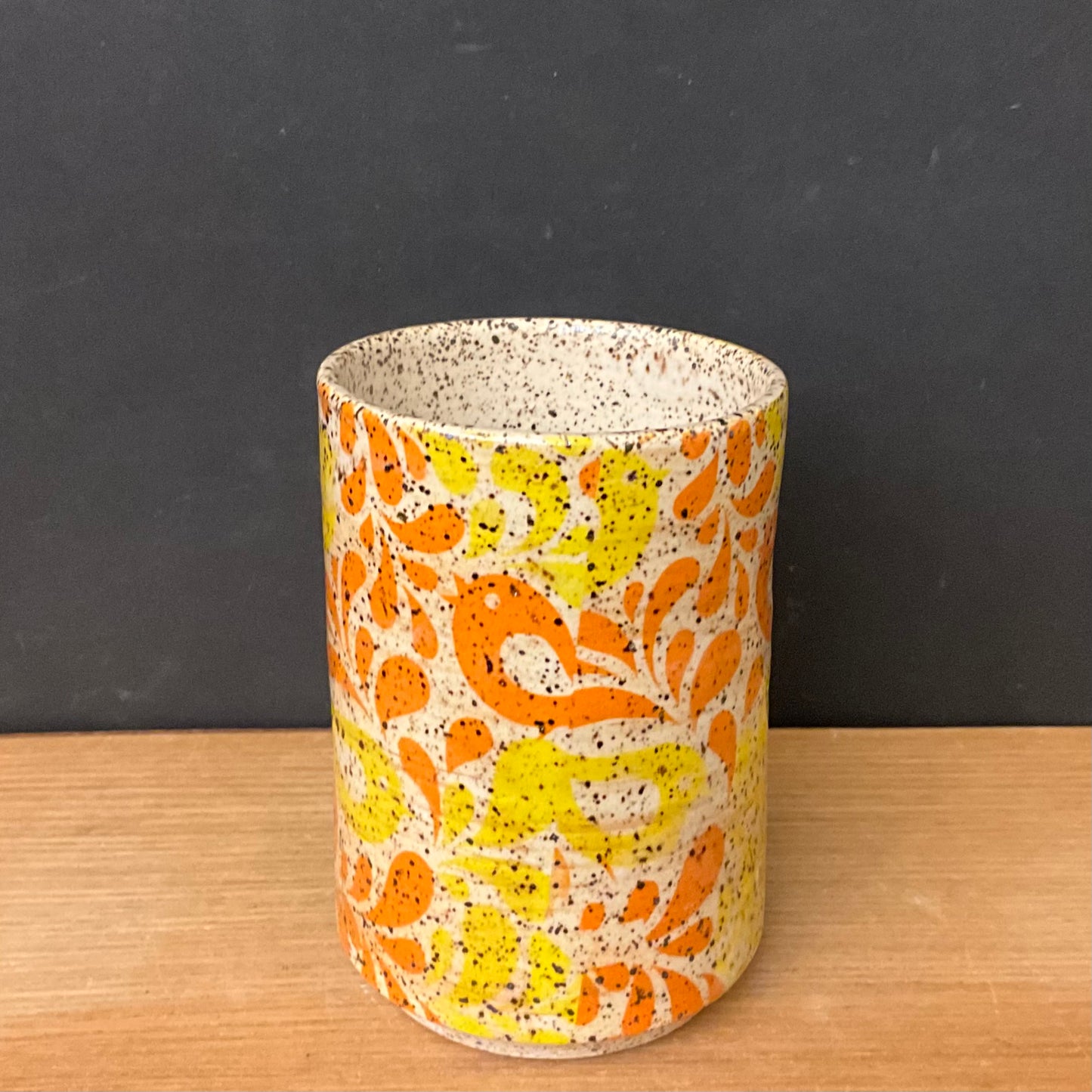 Tumbler - Birds and Branches in Orange and Yellow