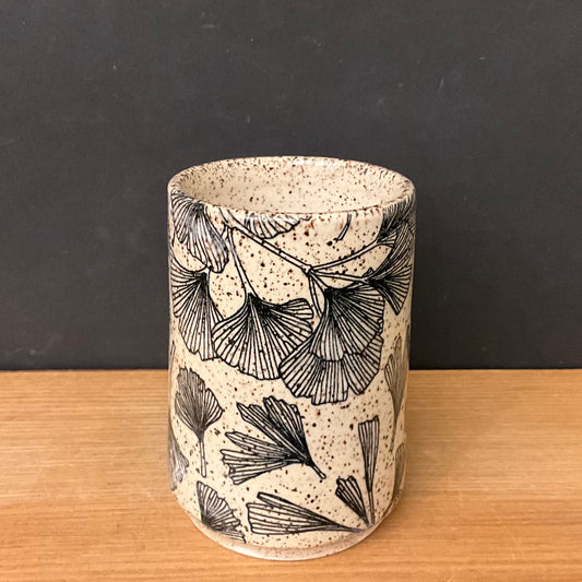 Tumbler - Black Ginko Leaves