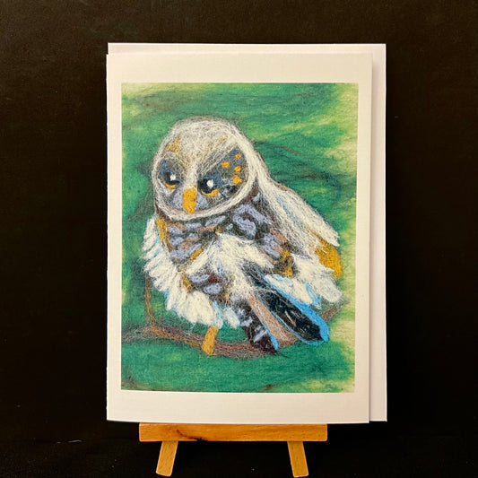 Owl Notecard - Print of Hand Felted Art