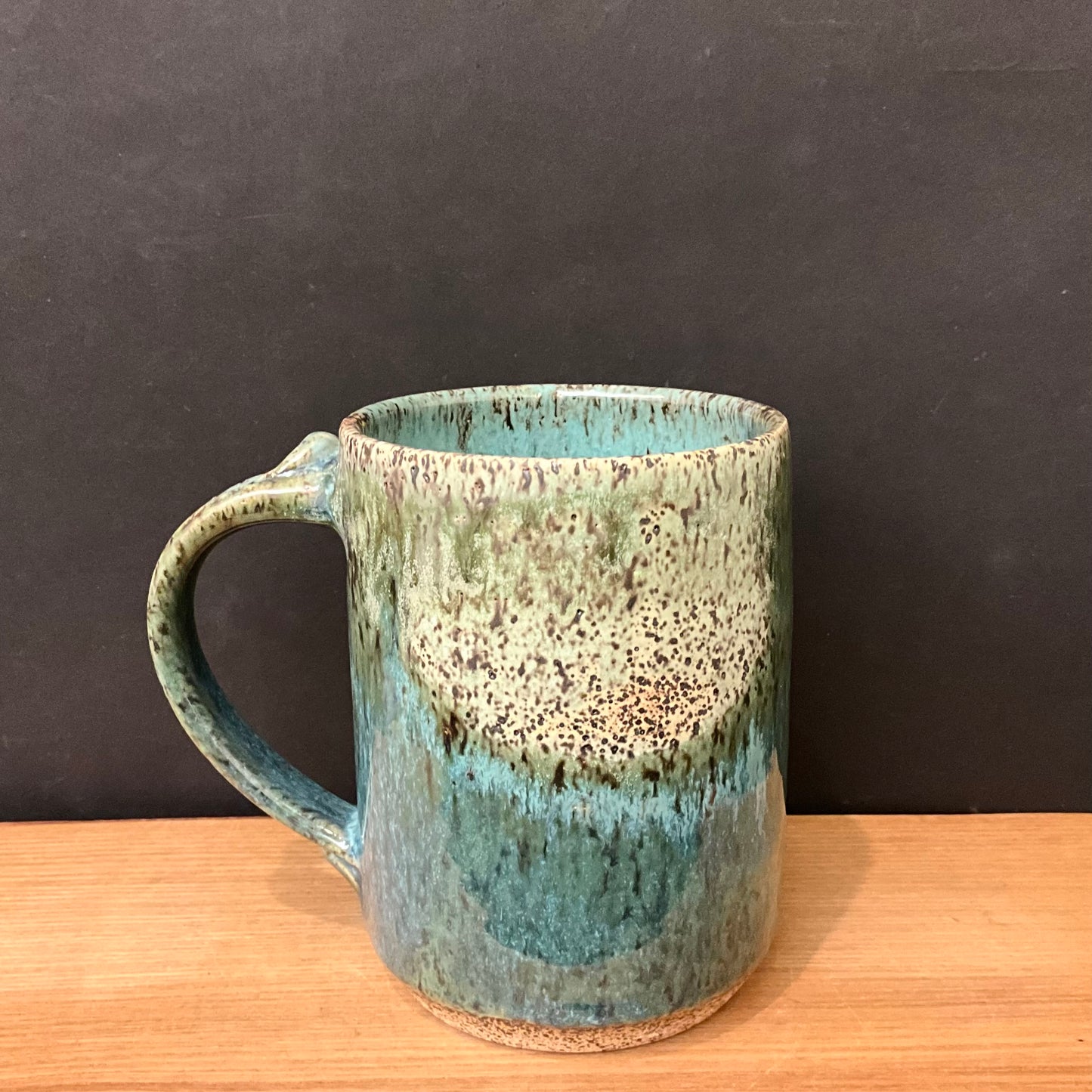 Mug in Speckled Green with Turquoise