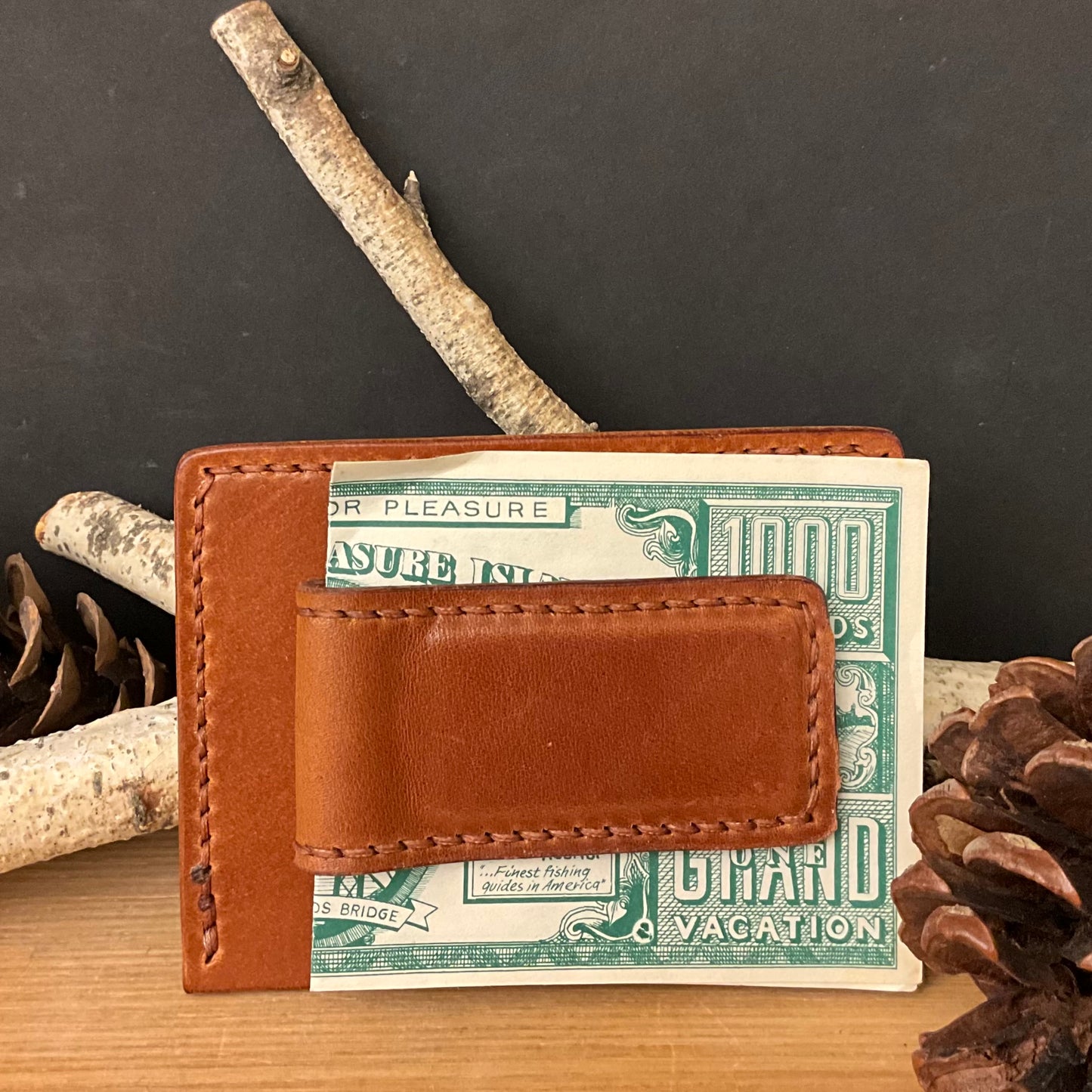 Leather Magnetic Money Clip “Buck” Brown
