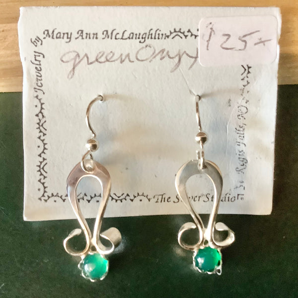 Omega Earrings Green Onyx