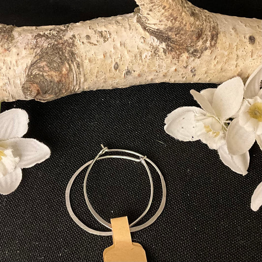 1” Flat Hoop Sterling Silver Earrings