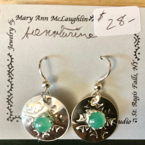 5/8" Disc Drop Earrings Aventurine