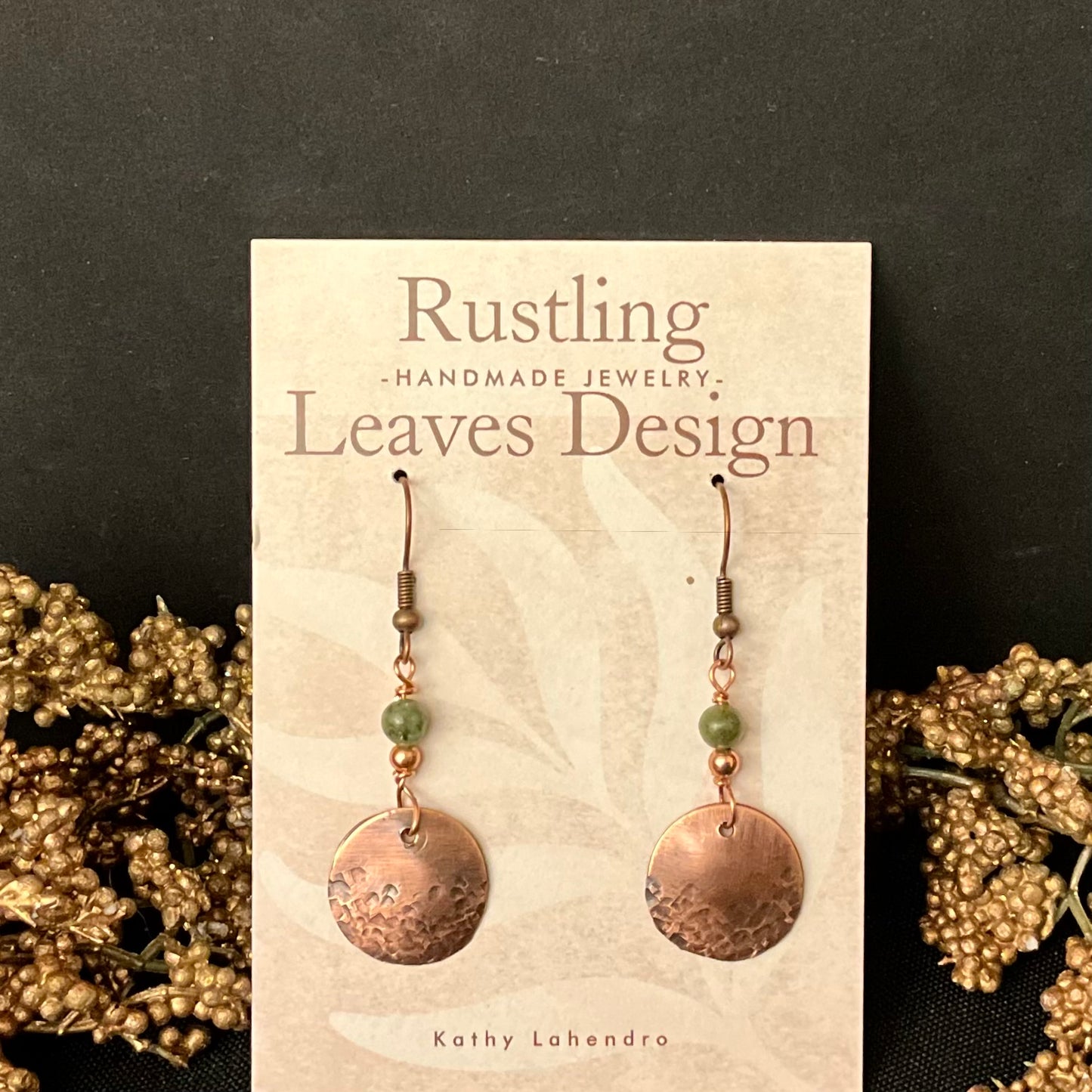 Petite Copper Disc Earrings with Antiqued Design